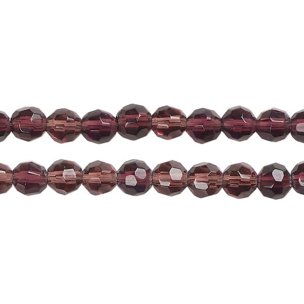 Bead, glass, translucent dark plum, 5mm faceted round. Sold per pkg of (2) 12-inch strands, approximately 160 beads. image number 0