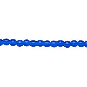 Bead, Czech glass druk, transparent cobalt, 4mm round. Sold per 15-1/2" to 16" strand.