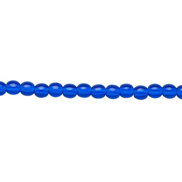 Bead, Czech glass druk, transparent cobalt, 4mm round. Sold per 15-1/2" to 16" strand. image number 0