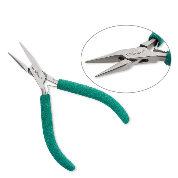 Pliers, Wubbers® Baby, chain-nose, stainless steel and rubber, 4.75 inches. image number 0