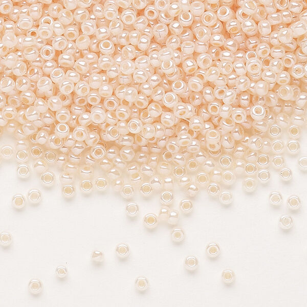 Seed bead, Dyna-Mites™, glass, pkg/40g, #11 round, opaque ceylon pastel peach, (332 11/0 RR). image number 0