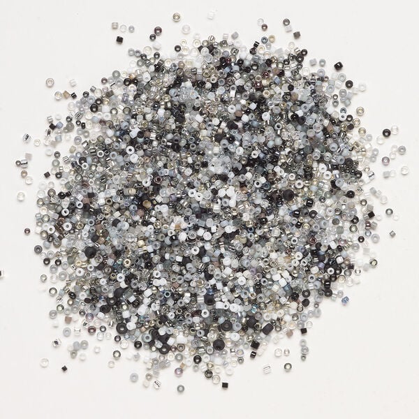 Seed bead mix, glass, 1pkg25g, #15 to #11 round, opaque and translucent mixed colors image number 1