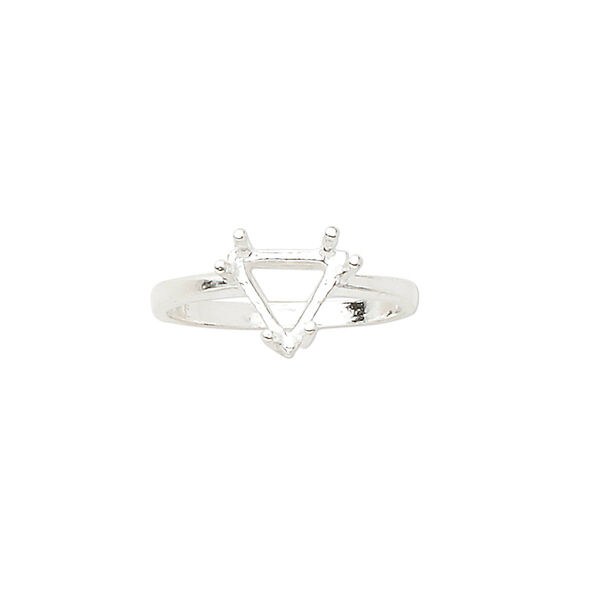 Ring, Sure-Set™, sterling silver, 8mm 6-prong triangle basket setting, size 7. Sold individually. image number 0