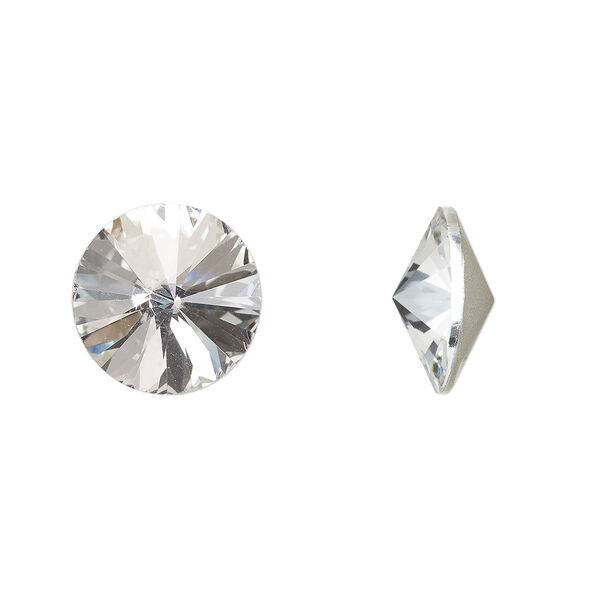 Chaton, crystal clear, foil back, 14mm faceted rivoli. Sold per pkg of 4. image number 0