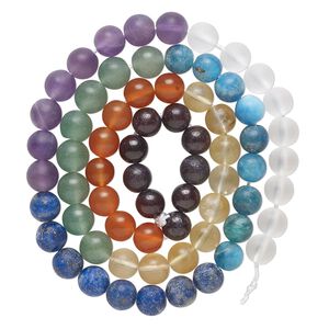 Multi-gemstone 1pkg1, matte round bead 15.5-16 inch 6mm