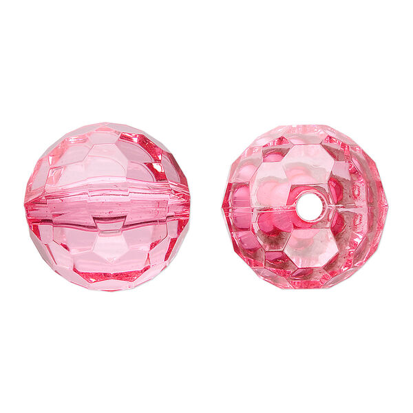 Bead, acrylic, pink, 20mm faceted round. Sold per 100-gram pkg, approximately 20 beads. image number 0