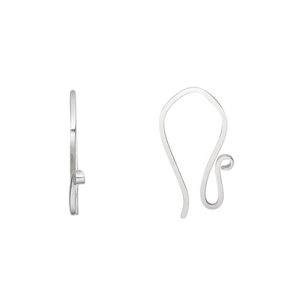 Ear wire, sterling silver, 19x10mm square wire fishhook with open loop, 20 gauge. Sold per pair. image number 0