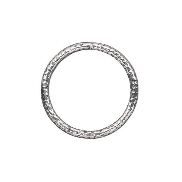 Jump ring, antiqued sterling silver, 20mm hammered round, 16.7mm inside diameter, 12 gauge. Sold Individually. image number 0