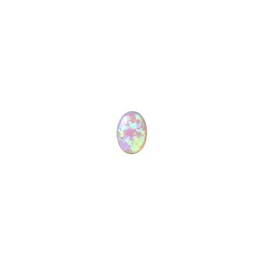 Cabochon, "opal" (silica and epoxy) (man-made), pink, 7x5mm calibrated oval. Sold per pkg of 2.