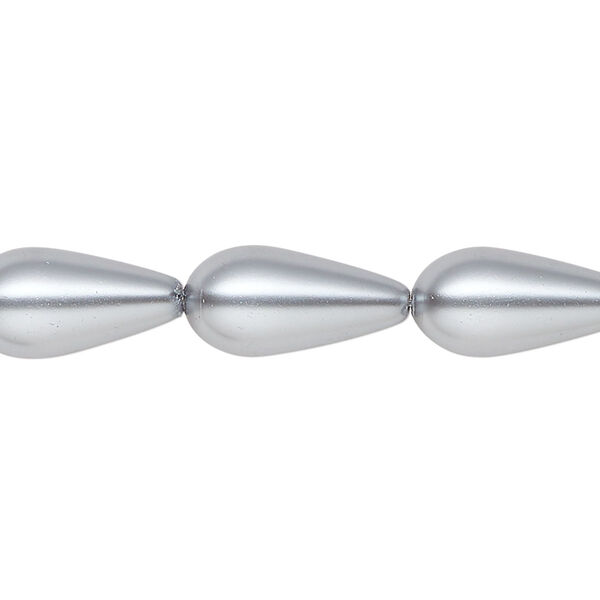 Pearl 1pk pewter, Celestial Crystal® 15x8mm teardrop 15.5-16 inch image number 0