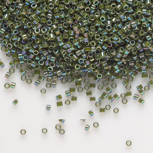 Seed bead, Delica®, glass, pkg/250g, #11 round, opaque rainbow avocado (DB-1575). image number 0