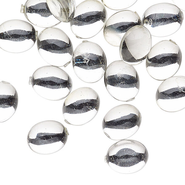 Cabochon, acrylic, transparent clear, 10x8mm non-calibrated oval. Sold per pkg of 24. image number 0