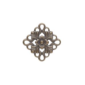 Link, antique gold-plated brass, 20x20mm single-sided diamond. Sold per pkg of 48.
