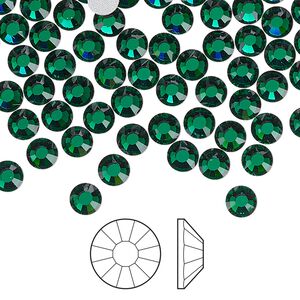 Flat back 1440pk emerald foil back, Preciosa Viva 12® Czech crystal rhinestone 4.6-4.8mm chaton rose round SS20