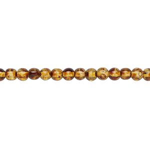 Bead, Czech glass druk, translucent tortoise luster, 4mm round. Sold per 15-1/2" to 16" strand.