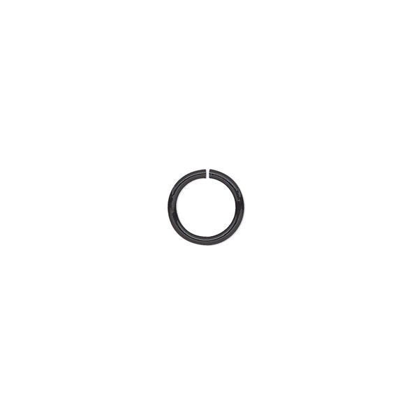 Jump ring, black-finished brass, 8mm round, 6mm inside diameter, 18 gauge. Sold per pkg of 50. image number 0
