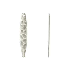 Drop, antique silver-plated steel, 28x5mm textured drop. Sold per pkg of 50.