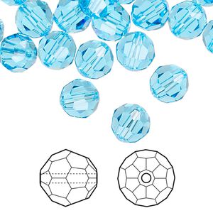 Bead 144pk aquamarine, Crystal Passions® 8mm round 5000