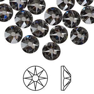 Flat back 144pk crystal silver night foil back, Swarovski® 8.412-8.672mm rose round SS40 2088