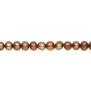 Pearl, cultured freshwater (dyed), antique copper, 4-5mm semi-round, C grade, Mohs hardness 2-1/2 to 4. Sold per 16-inch strand.