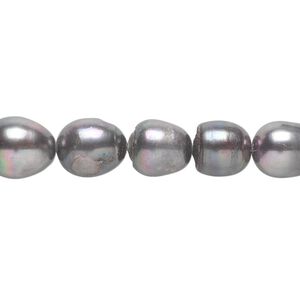 Pearl, cultured freshwater (dyed), peacock, 6-10mm rice, D grade, Mohs hardness 2-1/2 to 4. Sold per pkg of (2) 14-inch strands.