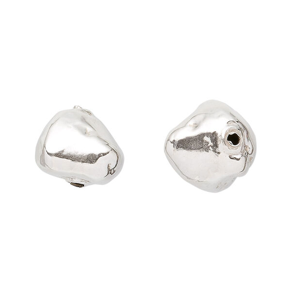 Bead, JBB Findings, sterling silver, electroformed, 14x12mm nugget. Sold individually. image number 0