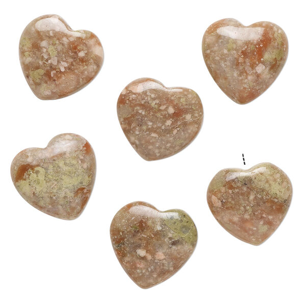 Autumn jasper 1pkg6, half-drilled puffed heart drop natural B grade, 14-16mm image number 0