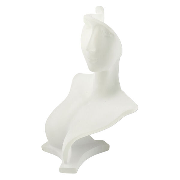 Display, necklace, acrylic, frosted clear, 9-3/4 x 7-1/2 x 4-1/2 inch Aphrodite. Sold individually. image number 1