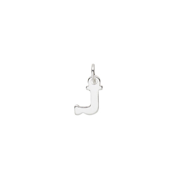 Charm, sterling silver, 10x7mm block alphabet letter "J." Sold individually. image number 0