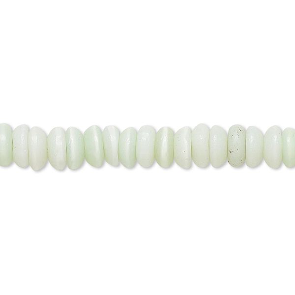 Bead, cat's eye glass (fiber optic glass), sea green, 6x2mm-8x3mm rondelle. Sold per 15-inch strand. image number 0