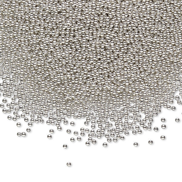 Bead, coated glass, opaque silver, 1mm undrilled micro round. Sold per 15-gram vial. image number 0