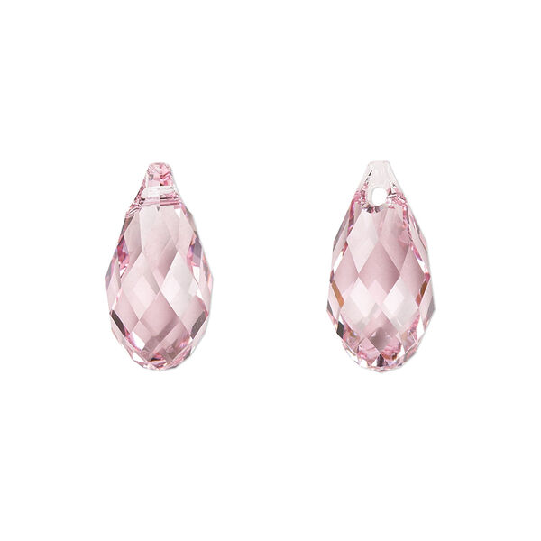 Briolette 1pk light rose, Crystal Passions® 17x8.5mm pendant drop 6010 image number 0