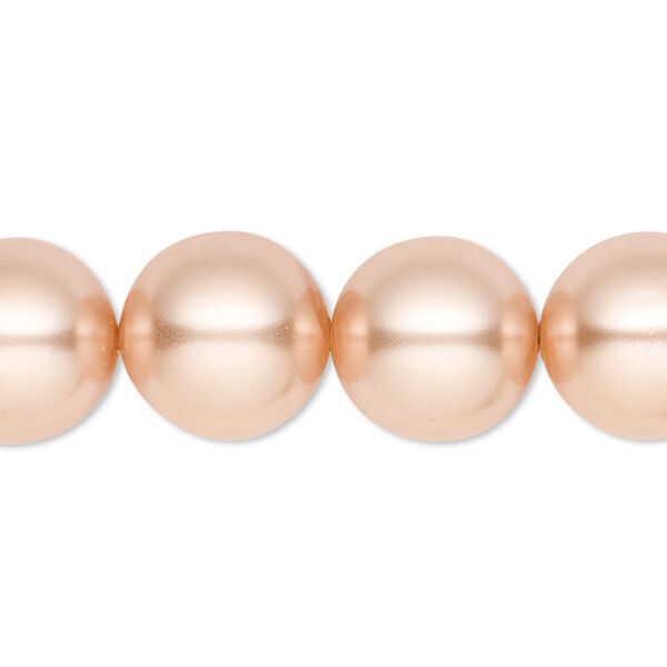 Bead, crystal pearl, champagne, 14mm round. Sold per 15-1/2" to 16" strand, approximately 25 beads. image number 0