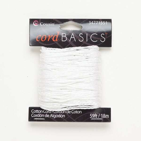 Cord 1pkg1, nylon, metallic white AB, 1mm twisted, 18 meters. image number 0