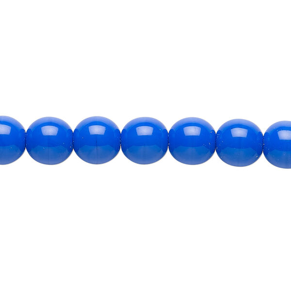 Bead, Czech glass druk, opaque blue, 8mm round. Sold per 15-1/2" to 16" strand. image number 0