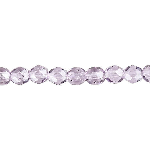Bead, Czech fire-polished dipped décor glass, translucent  lilac, 6mm faceted round. Sold per pkg of 1,200 (1 mass). image number 0