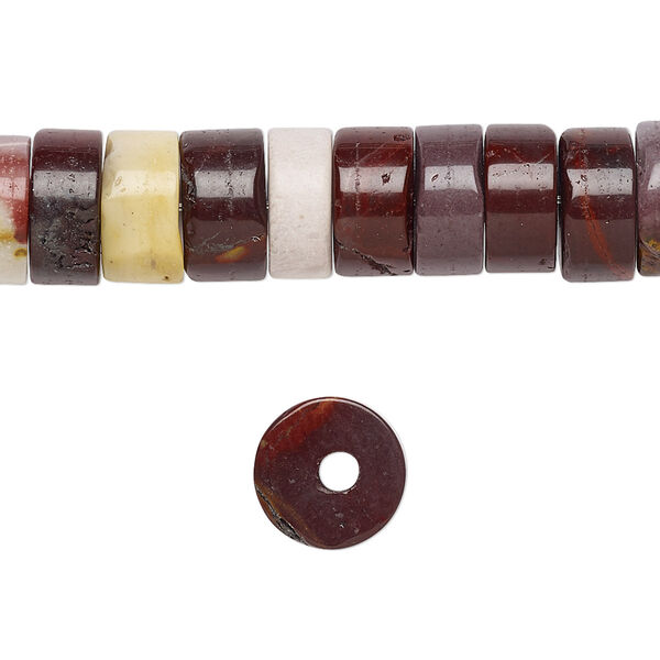 Bead, moukaite jasper (natural), 10x5mm heishi, B grade, Mohs hardness 6-1/2 to 7. Sold per pkg of 10. image number 0