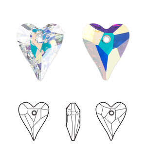 Drop 1pk crystal AB, Crystal Passions&reg; 17x14mm pendant wild heart 6240