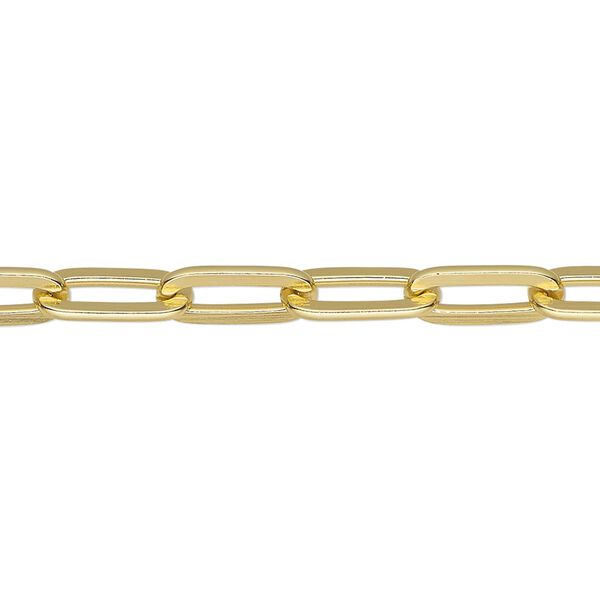 Chain, anodized aluminum, gold, 5.5mm paperclip. Sold per pkg of 5 feet. image number 0