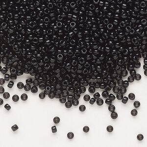 Seed bead, Dyna-Mites™, glass, pkg/1/2kg, #11 round, opaque black, (748 11/0 RR).