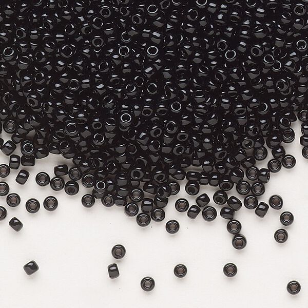 Seed bead, Dyna-Mites™, glass, pkg/1/2kg, #11 round, opaque black, (748 11/0 RR). image number 0