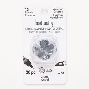 Flat back, hotfix rhinestone, pkg/20, 6.32-6.50mm hotfix round, SS30, crystal clear, foil back.