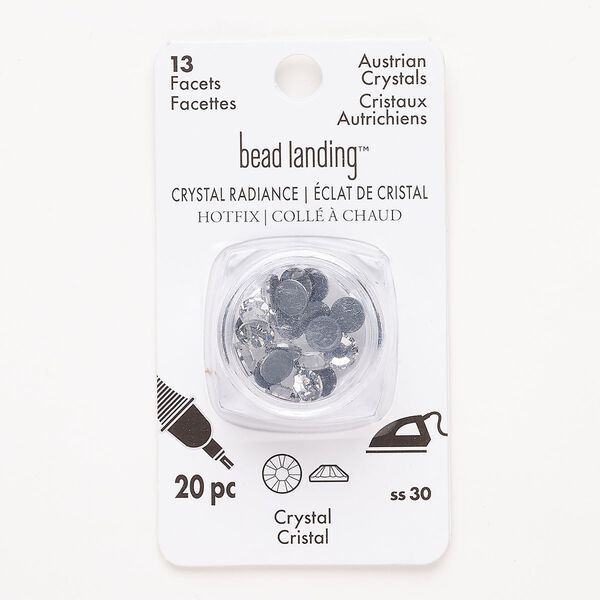 Flat back, hotfix rhinestone, pkg/20, 6.32-6.50mm hotfix round, SS30, crystal clear, foil back. image number 0