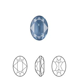 Fancy stone 144pk crystal denim ignite LacquerPRO, Swarovski® 14x10mm oval 4120