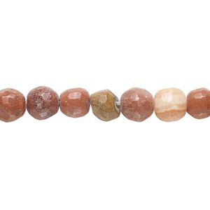 Red "malachite" 1pkg1, hand-faceted round bead natural 8 inch 6-7mm