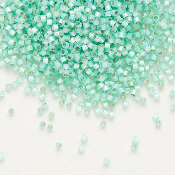 Seed bead, Delica®, glass, pkg/250g, #11 round, translucent silver-lined light aqua green (DB-0626). image number 0