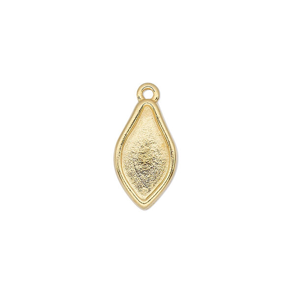 Drop, TierraCast®, "Make a Statement" collection, gold-plated pewter (tin-based alloy), 16.5x9.5mm teardrop with renewal theme and 14x7mm flame flat back glue-in setting. Sold per pkg of 20. image number 0