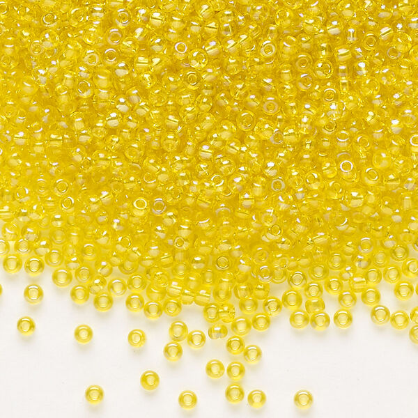 Seed bead, Preciosa Ornela Czech glass, pkg/50g, #11 rocaille, translucent rainbow yellow amber, (81010). image number 0
