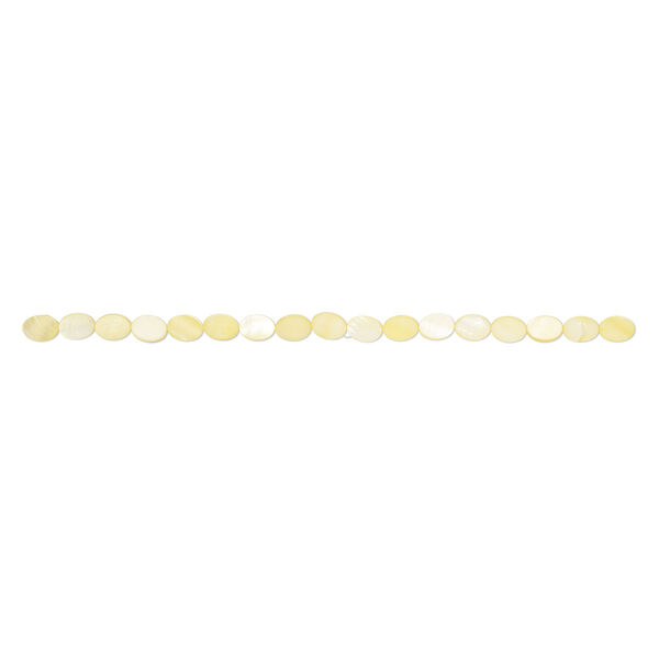 Mother-of-pearl shell 1pkg1, flat oval bead 15 inch canary yellow 14x10mm-14x11mm image number 1