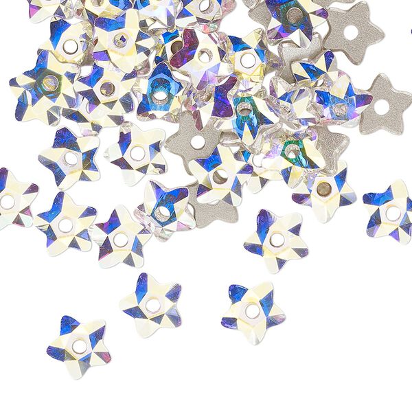 Bead 144pk crystal AB foil back, Swarovski® 7mm star flower 3754 image number 0